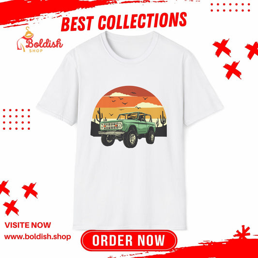 Vintage Adventure T-Shirt, Retro Car Tee, Unisex Graphic Shirt, Sunset Vibes Apparel, Perfect Gift for Road Trips