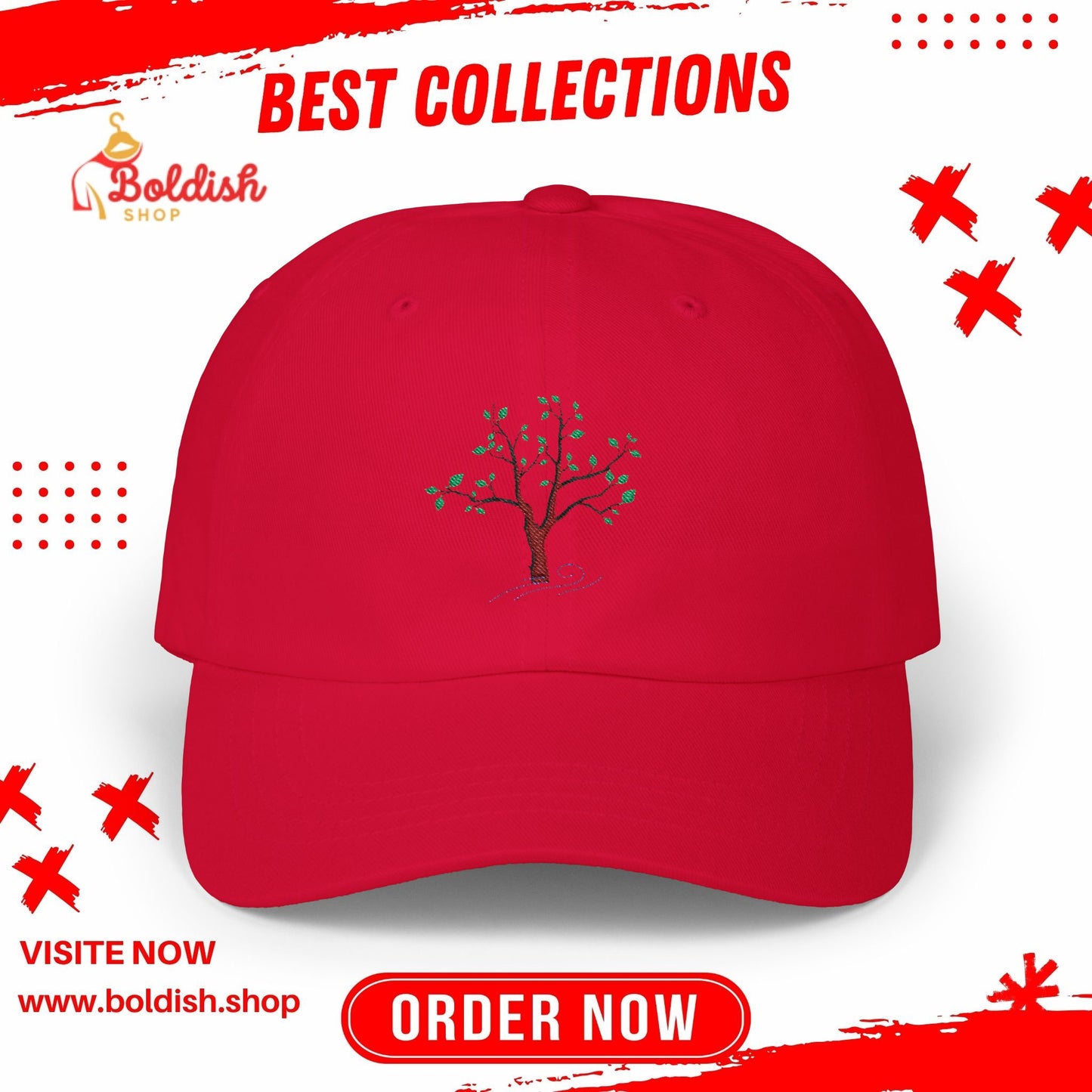 Classic Cap with Tree Design, Casual Hat