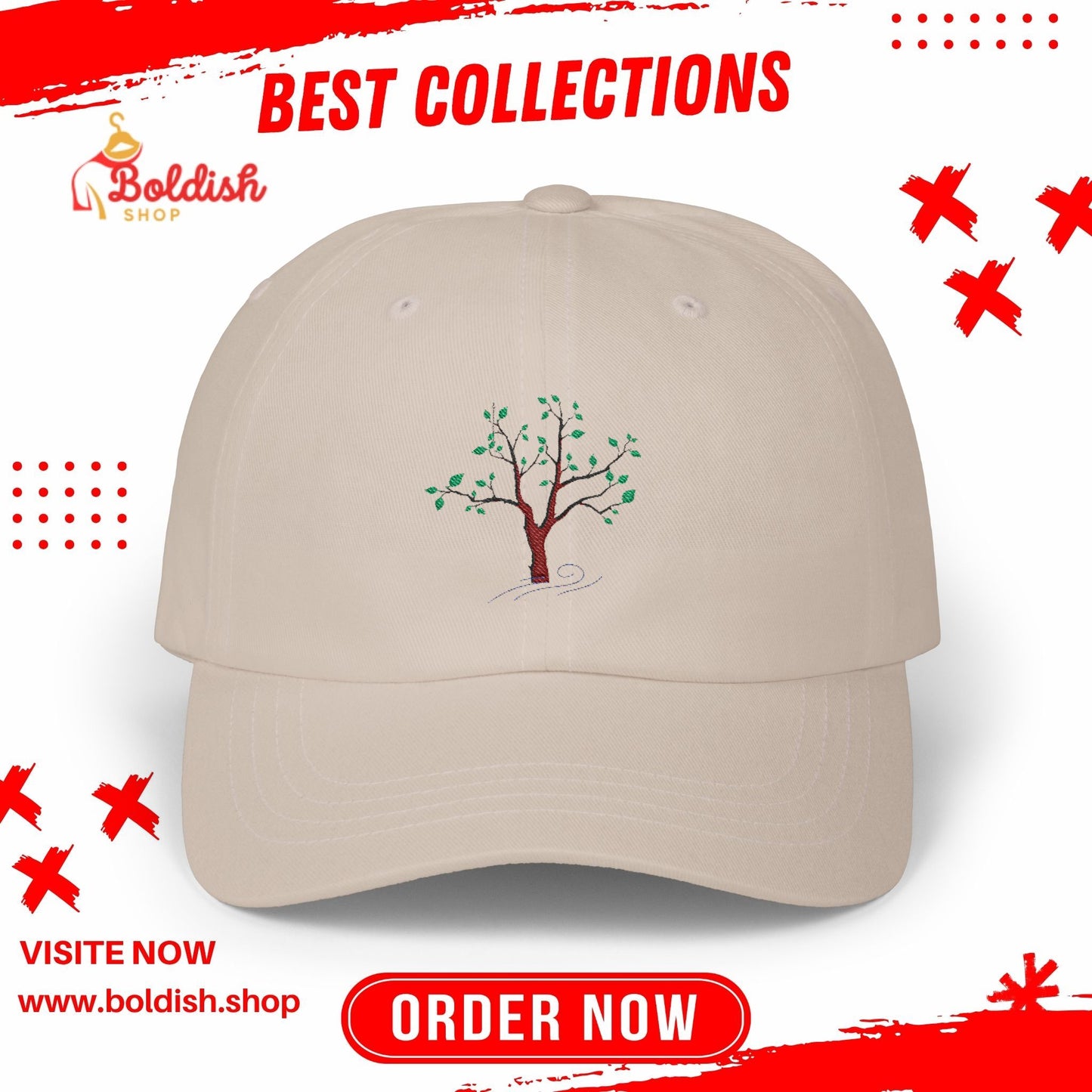 Classic Cap with Tree Design, Casual Hat