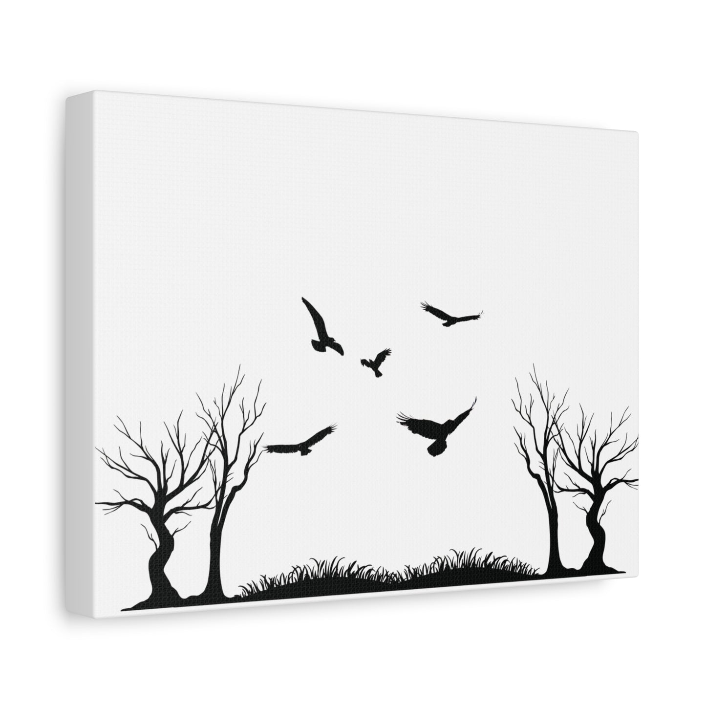 Black Tree Silhouette Canvas Art, Nature Wall Decor, Bird Statement Piece, Minimalist Home Decor, Gift for Nature Lovers