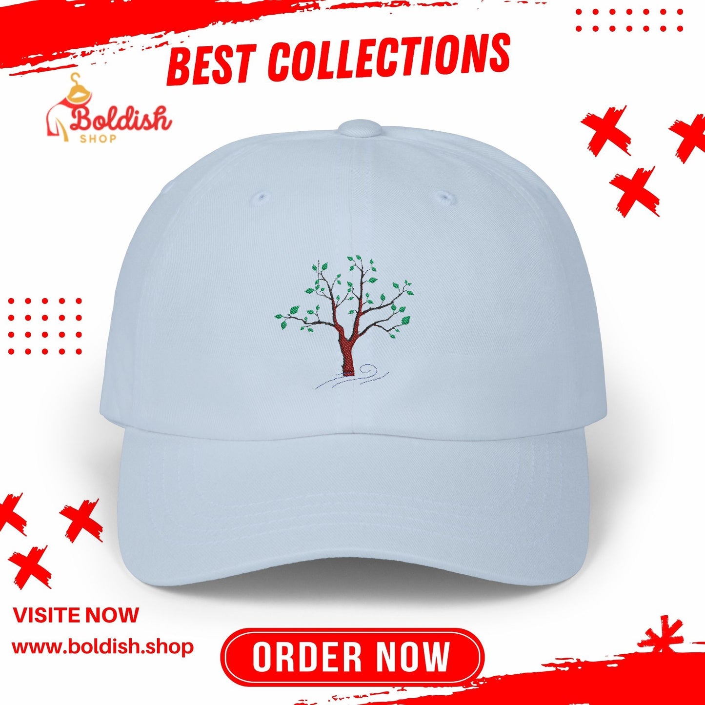 Classic Cap with Tree Design, Casual Hat