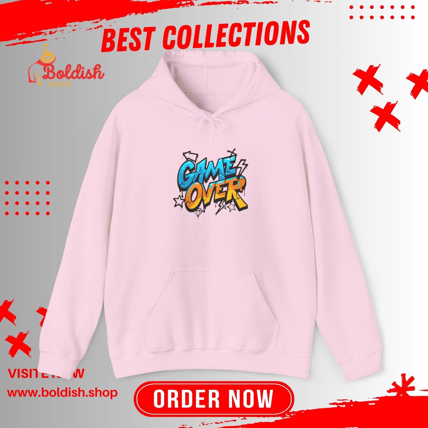 Game Over Unisex Hoodie - Soft Blend Sweatshirt for Gamers, Perfect Gift for Birthdays, Holidays, Casual Wear, Video Game Lovers