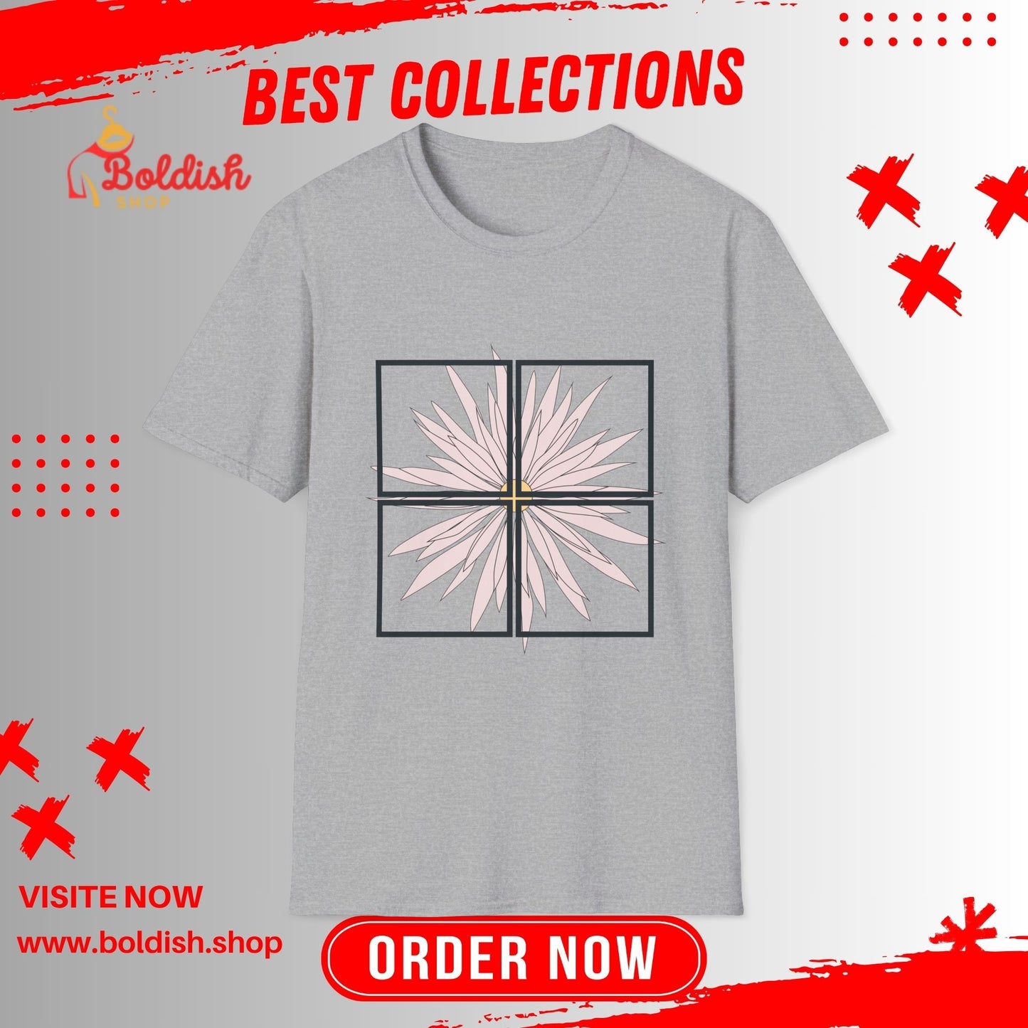 Floral Minimalist T-Shirt, Cute Gift for Her, Soft Style Tee, Fashionable Casual Wear, Everyday Comfort, Trendy Graphic Tee