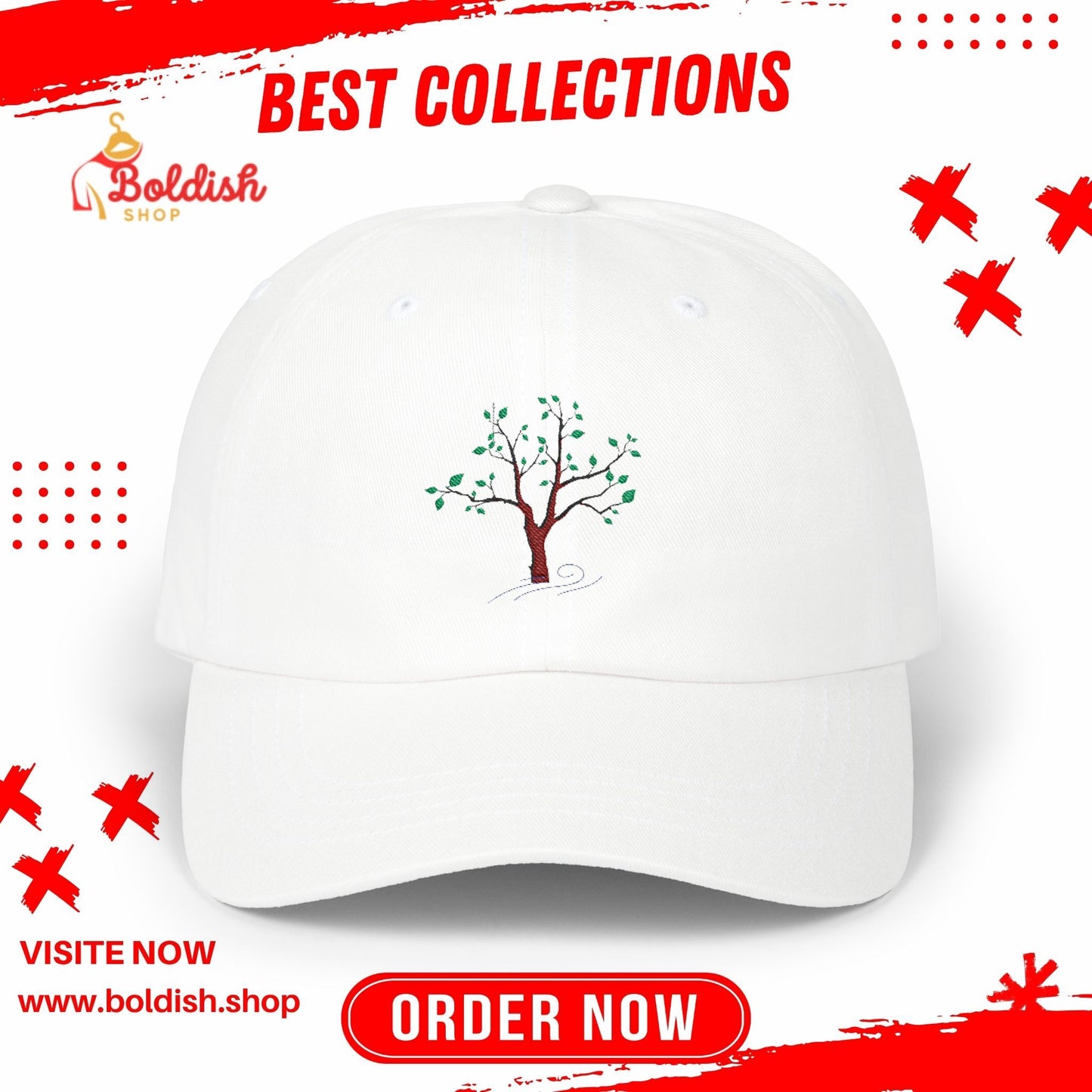 Classic Cap with Tree Design, Casual Hat