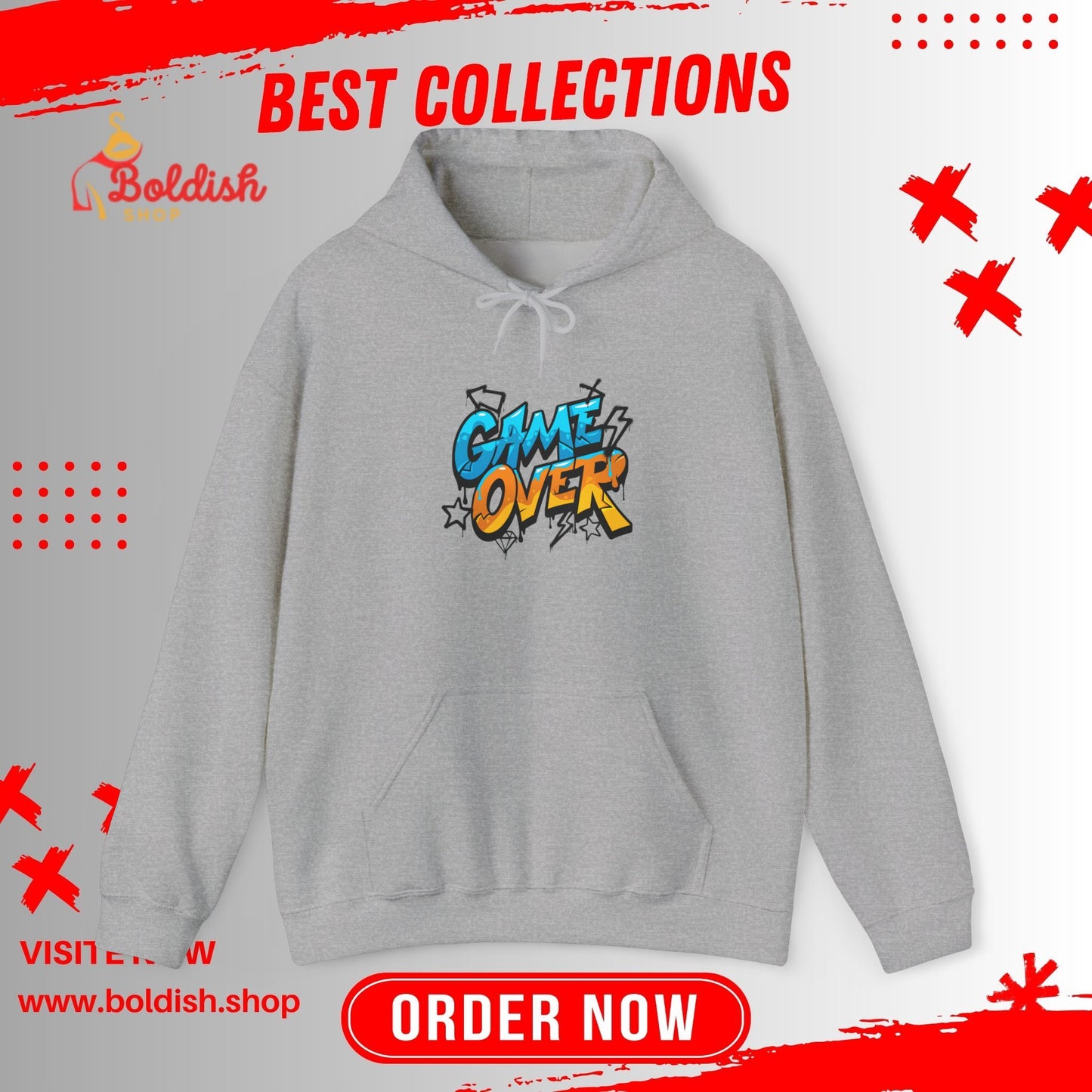 Game Over Unisex Hoodie - Soft Blend Sweatshirt for Gamers, Perfect Gift for Birthdays, Holidays, Casual Wear, Video Game Lovers